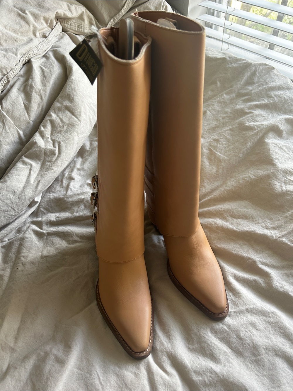 Dingo Cognac Knee-High Leather Buckle Boots 6.5 NWT - Picture 6 of 6